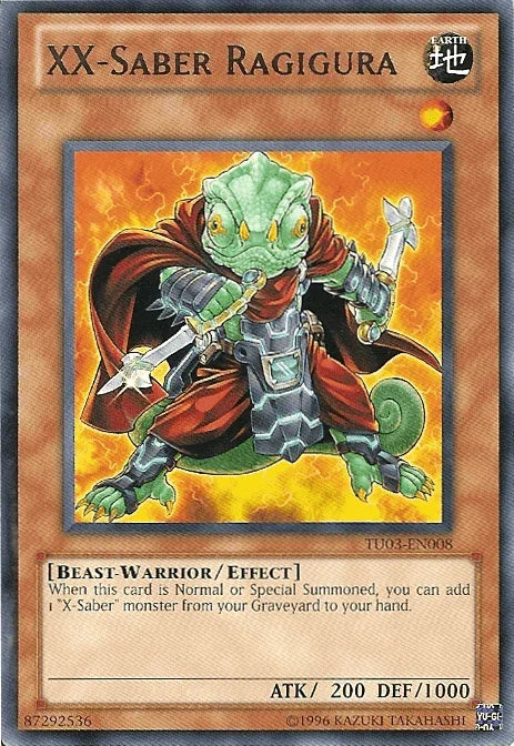 Beast-Warrior, Earth, Effect Monster, Rare, Turbo Pack: Booster Three, Unlimited XX-Saber Ragigura [TU03-EN008] Rare - Trading Card World
