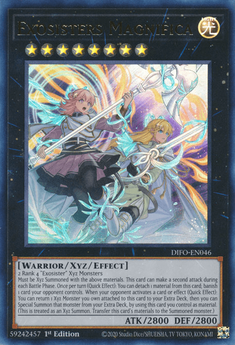 1st Edition, Dimension Force, Light, Ultra Rare, Warrior, Xyz/Effect Monster Exosisters Magnifica [DIFO-EN046] Ultra Rare - Trading Card World