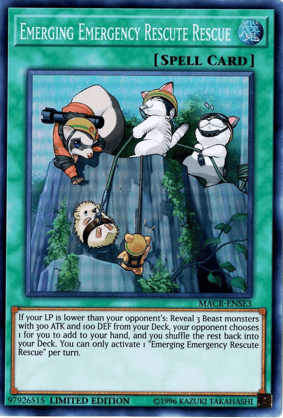 Limited, Maximum Crisis, Normal Spell, Spell, Super Rare Emerging Emergency Rescute Rescue [MACR-ENSE3] Super Rare - Trading Card World