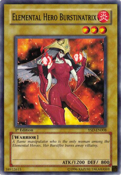 1st Edition, Common, Fire, Normal Monster, Starter Deck 2006, Unlimited, Warrior Elemental Hero Burstinatrix [YSD-EN008] Common - Trading Card World