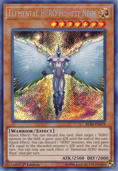 1st Edition, Battles of Legend: Relentless Revenge, Effect Monster, Light, Secret Rare, Warrior Elemental Hero Honest Neos [BLRR-EN079] Secret Rare - Trading Card World