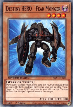 1st Edition, Common, Dark, Effect Monster, Speed Duel GX: Duel Academy Box, Warrior Destiny HERO - Fear Monger [SGX1-ENB06] Common - Trading Card World