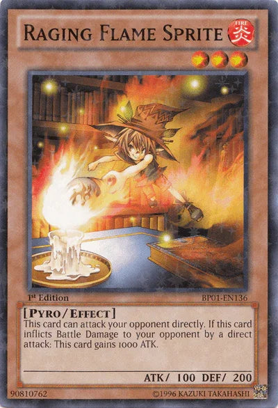 1st Edition, Battle Pack: Epic Dawn, Effect Monster, Fire, Pyro, Starfoil Rare, Unlimited Raging Flame Sprite [BP01-EN136] Starfoil Rare - Trading Card World