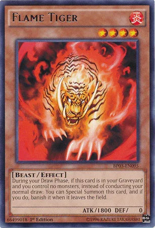 1st Edition, Battle Pack 3: Monster League, Beast, Effect Monster, Fire, Rare Flame Tiger [BP03-EN095] Rare - Trading Card World