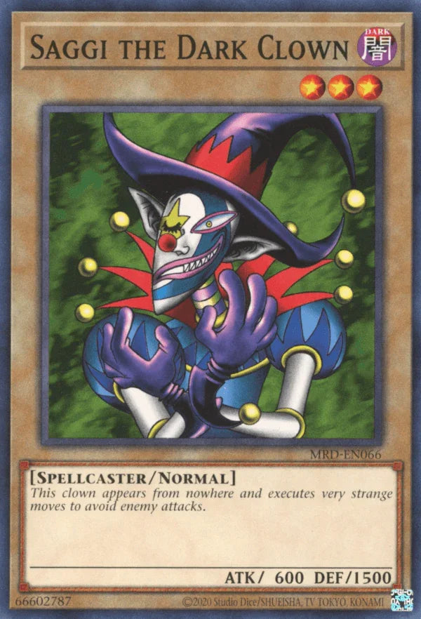 Common, Dark, Metal Raiders, Normal Monster, Spellcaster, Unlimited Saggi the Dark Clown [MRD-EN066] Common - Trading Card World
