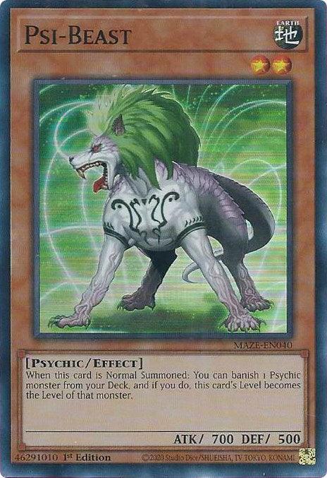 1st Edition, Earth, Effect Monster, Maze of Memories, Psychic, Super Rare Psi-Beast [MAZE-EN040] Super Rare - Trading Card World