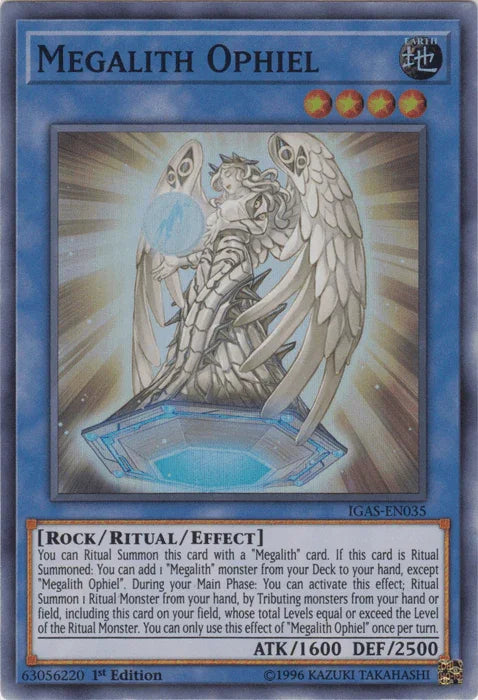1st Edition, Earth, Ignition Assault, Ritual/Effect Monster, Rock, Super Rare, Unlimited Megalith Ophiel [IGAS-EN035] Super Rare - Trading Card World