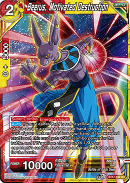 Battle, Battle of Gods Saga, Beerus, BT17-134, God, Normal, Parallel Foil, Red/Yellow, Ultimate Squad, Uncommon Beerus, Motivated Destruction (BT17-134) [Ultimate Squad] - Trading Card World