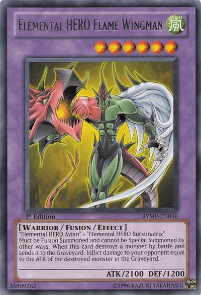 1st Edition, Fusion/Effect Monster, Ra Yellow Mega Pack, Rare, Unlimited, Warrior, Wind Elemental HERO Flame Wingman [RYMP-EN016] Rare - Trading Card World
