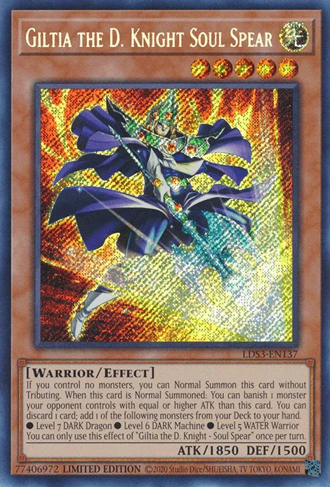 Effect Monster, Legendary Duelists: Season 3, Light, Limited, Secret Rare, Warrior Giltia the D. Knight Soul Spear [LDS3-EN137] Secret Rare - Trading Card World