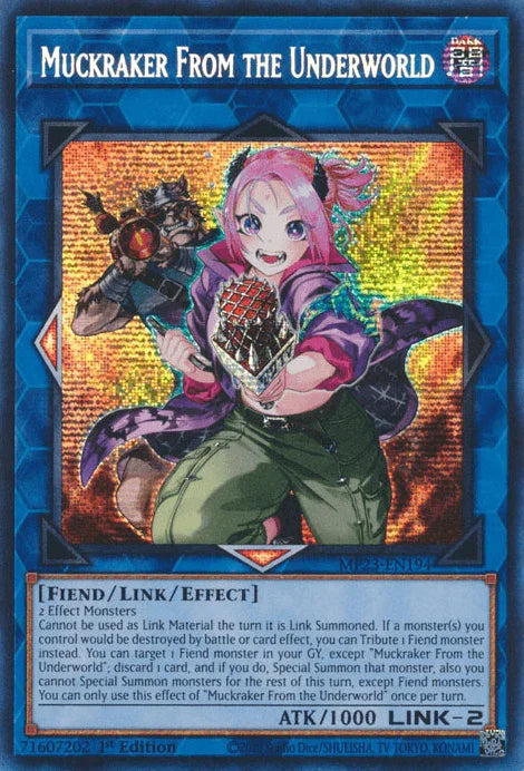 1st Edition, Dark, Dueling Heroes Collectors Tin - Mega Pack (25th Anniversary Edition), Fiend, Link/Effect Monster, Prismatic Secret Rare Muckraker From the Underworld [MP23-EN194] Prismatic Secret Rare - Trading Card World
