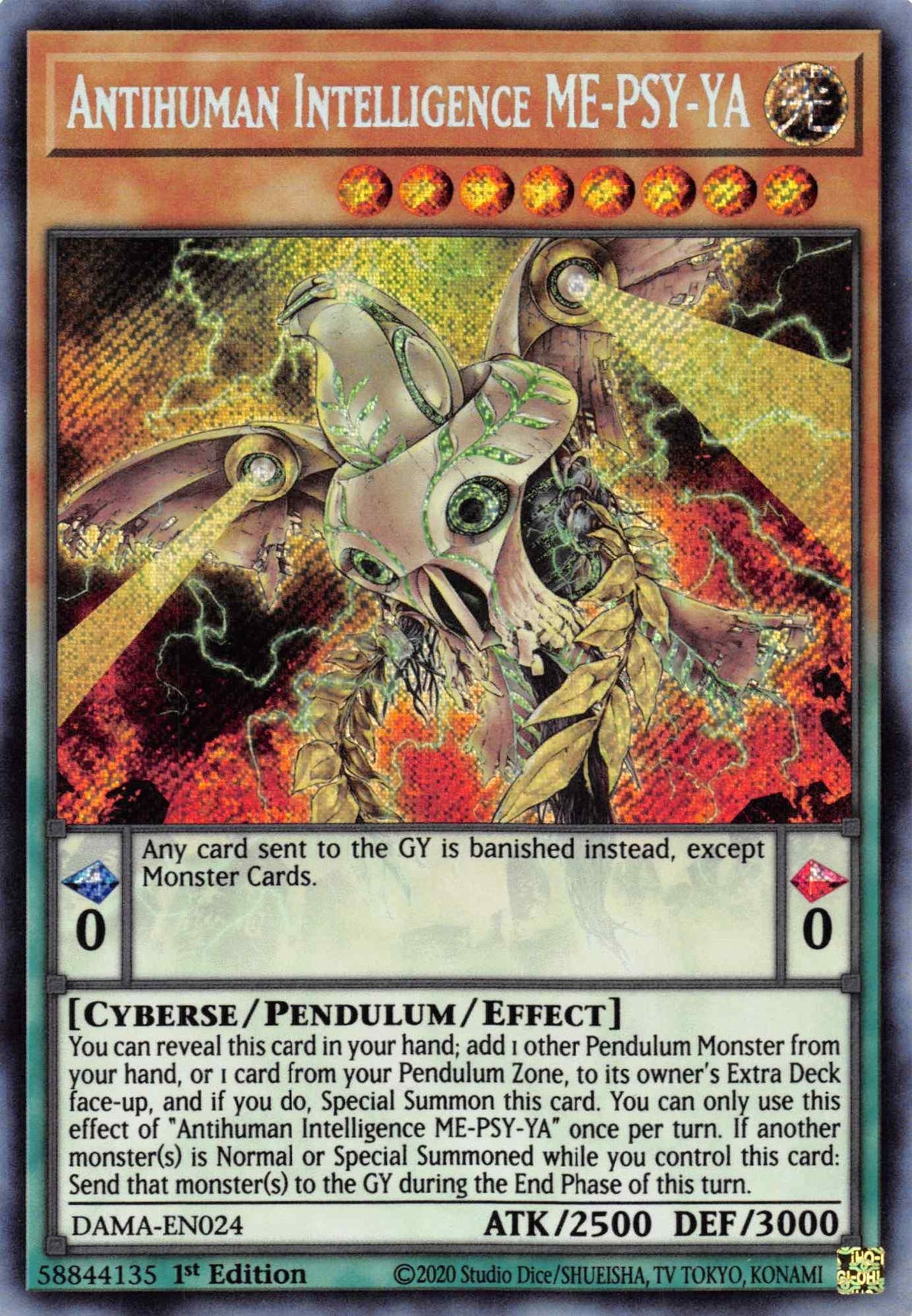 1st Edition, Cyberse, Dawn of Majesty, Light, Pendulum/Effect Monster, Secret Rare Antihuman Intelligence ME-PSY-YA [DAMA-EN024] Secret Rare - Trading Card World