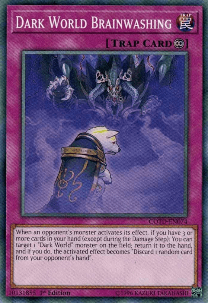1st Edition, Code of the Duelist, Common, Continuous Trap, Trap, Unlimited Dark World Brainwashing [COTD-EN074] Common - Trading Card World
