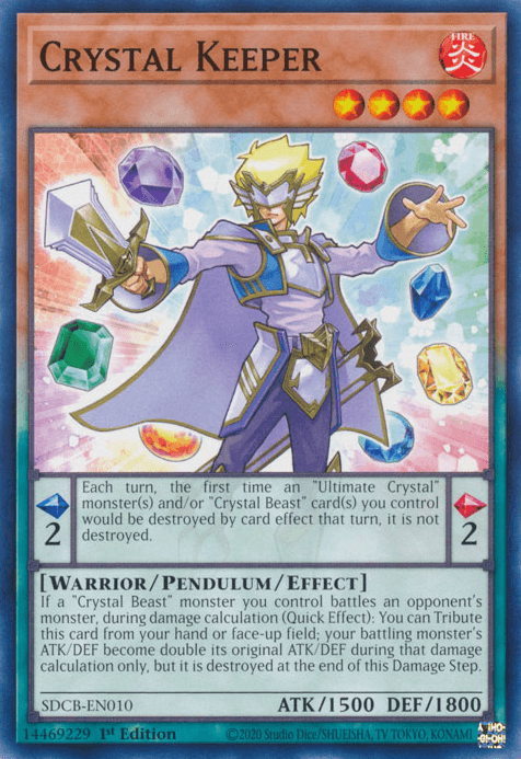 1st Edition, Common, Fire, Pendulum/Effect Monster, Structure Deck: Legend of the Crystal Beasts, Warrior Crystal Keeper [SDCB-EN010] Common - Trading Card World