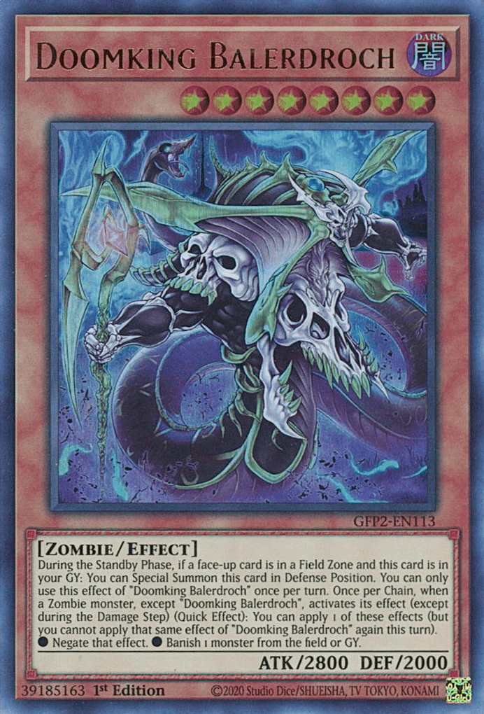 1st Edition, Dark, Effect Monster, Ghosts From the Past: The 2nd Haunting, Ultra Rare, Zombie Doomking Balerdroch [GFP2-EN113] Ultra Rare - Trading Card World