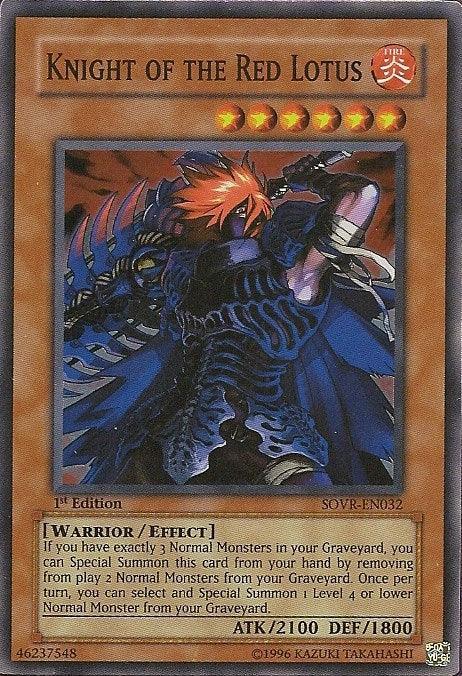 1st Edition, Effect Monster, Fire, Stardust Overdrive, Super Rare, Unlimited, Warrior Knight of the Red Lotus [SOVR-EN032] Super Rare - Trading Card World