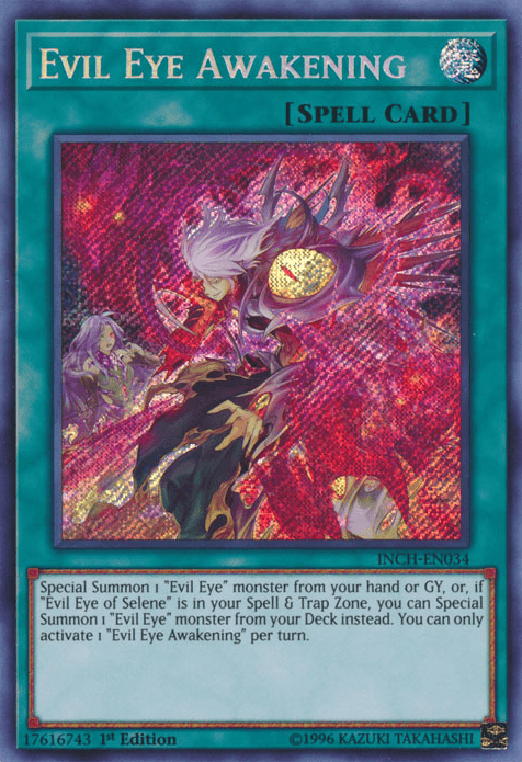 1st Edition, Normal Spell, Secret Rare, Spell, The Infinity Chasers Evil Eye Awakening [INCH-EN034] Secret Rare - Trading Card World