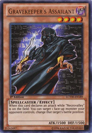 1st Edition, Dark, Effect Monster, Legendary Collection 3: Yugi's World, Spellcaster, Ultra Rare, Unlimited Gravekeeper's Assailant [LCYW-EN189] Ultra Rare - Trading Card World