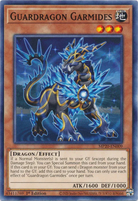 1st Edition, 2020 Tin of Lost Memories, Common, Dragon, Earth, Effect Monster Guardragon Garmides [MP20-EN009] Common - Trading Card World