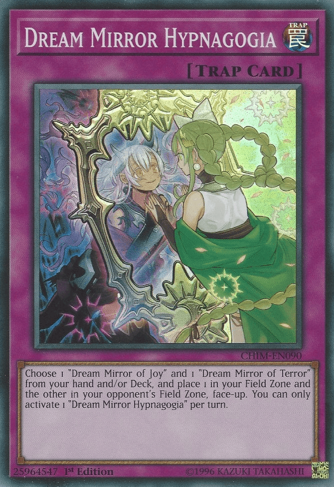 1st Edition, Chaos Impact, Normal Trap, Super Rare, Trap, Unlimited Dream Mirror Hypnagogia [CHIM-EN090] Super Rare - Trading Card World