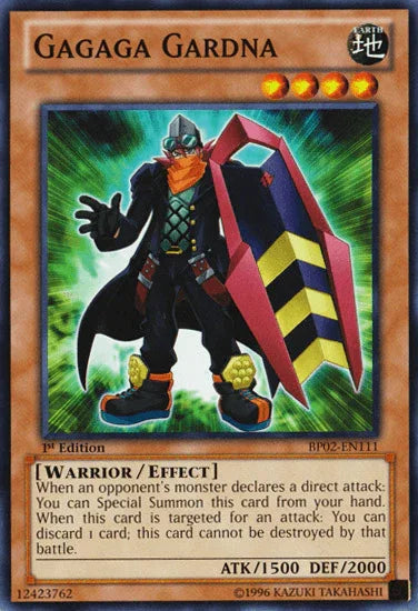 1st Edition, Battle Pack 2: War of the Giants, Earth, Effect Monster, Mosaic Rare, Unlimited, Warrior Gagaga Gardna [BP02-EN111] Mosaic Rare - Trading Card World