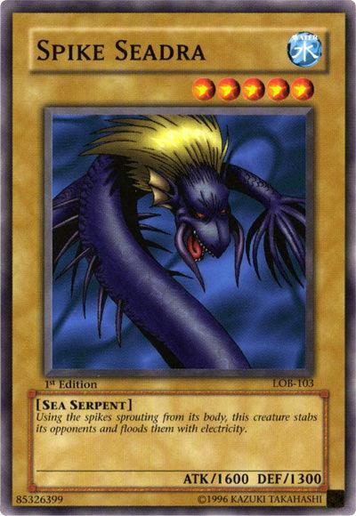 1st Edition, Common, Normal Monster, Sea Serpent, The Legend of Blue Eyes White Dragon, Unlimited, Water Spike Seadra [LOB-103] Common - Trading Card World