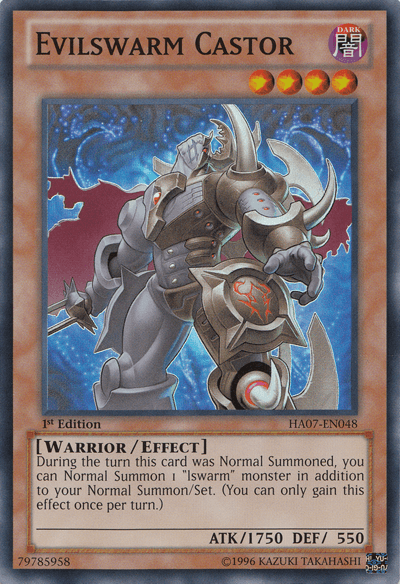 1st Edition, Dark, Effect Monster, Hidden Arsenal 7: Knight of Stars, Super Rare, Unlimited, Warrior Evilswarm Castor [HA07-EN048] Super Rare - Trading Card World