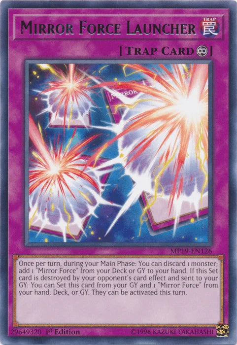 1st Edition, 2019 Gold Sarcophagus Tin Mega Pack, Continuous Trap, Rare, Trap, Unlimited Mirror Force Launcher [MP19-EN126] Rare - Trading Card World