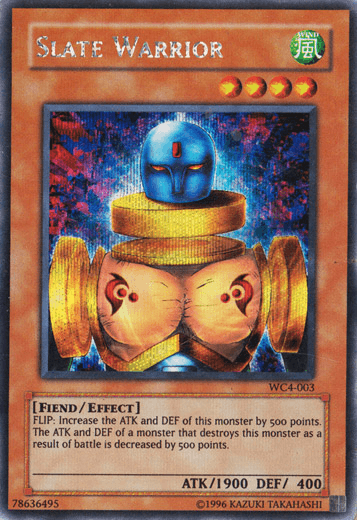 Effect Monster, Fiend, Limited, Secret Rare, Wind, World Championship 2004: GBA Promo Slate Warrior [WC4-003] Secret Rare - Trading Card World