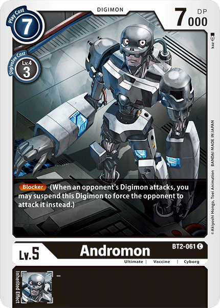 Black, BT2-061, Common, Cyborg, Digimon, Release Special Booster Ver.1.0, Ultimate, Vaccine Andromon [BT2-061] [Release Special Booster Ver.1.0] - Trading Card World