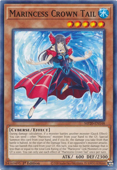 1st Edition, 2020 Tin of Lost Memories, Common, Cyberse, Effect Monster, Water Marincess Crown Tail [MP20-EN148] Common - Trading Card World