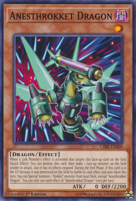 1st Edition, Circuit Break, Common, Dark, Dragon, Effect Monster, Unlimited Anesthrokket Dragon [CIBR-EN009] Common - Trading Card World
