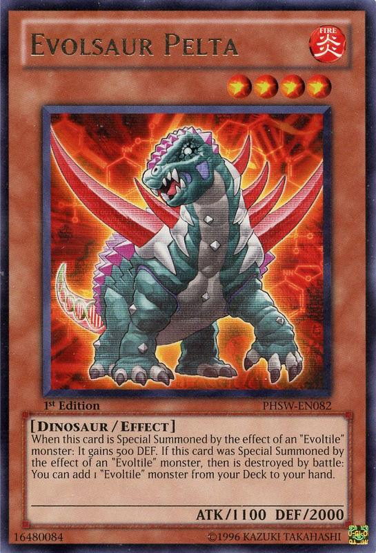 1st Edition, Dinosaur, Effect Monster, Fire, Photon Shockwave, Rare, Unlimited Evolsaur Pelta [PHSW-EN082] Rare - Trading Card World