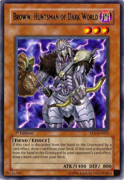 1st Edition, Dark, Effect Monster, Elemental Energy, Fiend, Rare, Unlimited Broww, Huntsman of Dark World [EEN-EN021] Rare - Trading Card World