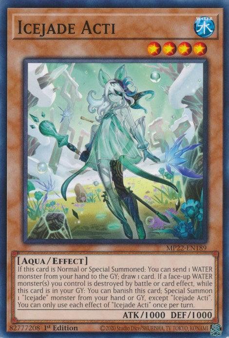 1st Edition, 2022 Tin of the Pharaoh's Gods, Aqua, Common, Effect Monster, Water Icejade Acti [MP22-EN189] Common - Trading Card World