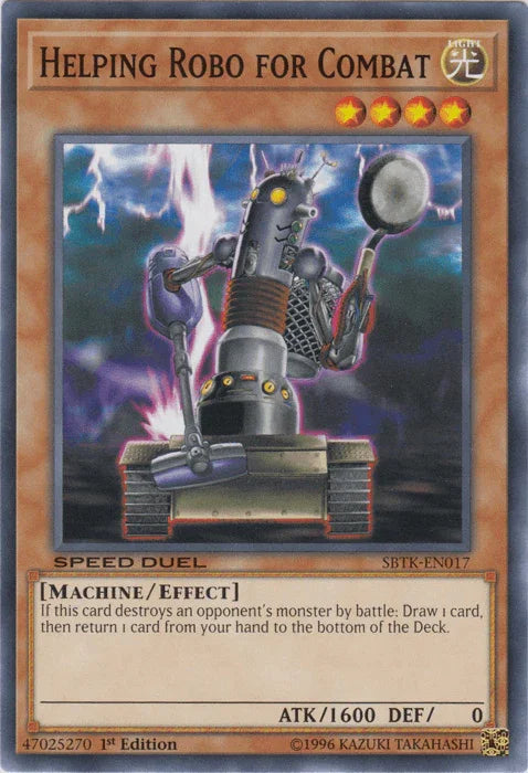 1st Edition, Common, Effect Monster, Light, Machine, Speed Duel: Trials of the Kingdom Helping Robo for Combat [SBTK-EN017] Common - Trading Card World