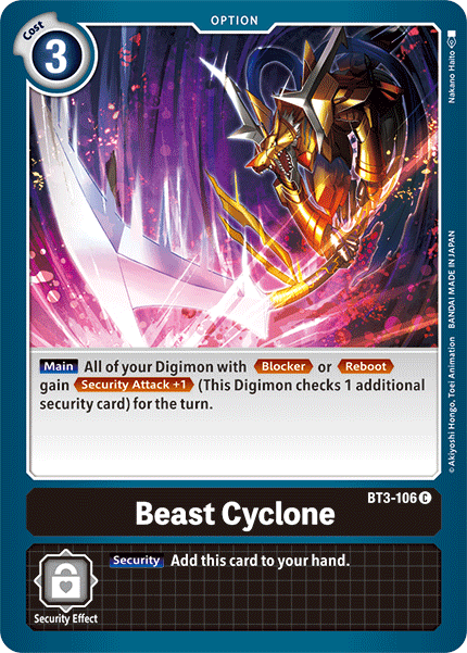 Black, BT3-106, Common, Option, Release Special Booster Ver.1.5 Beast Cyclone [BT3-106] [Release Special Booster Ver.1.5] - Trading Card World