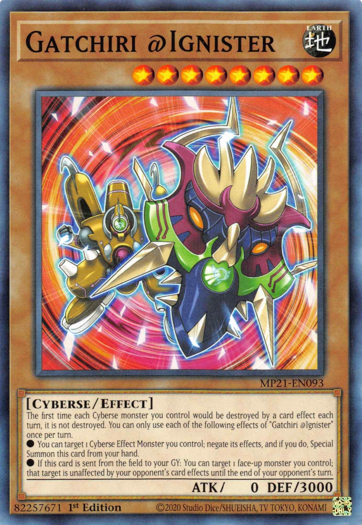 1st Edition, 2021 Tin of Ancient Battles, Common, Cyberse, Earth, Effect Monster Gatchiri @Ignister [MP21-EN093] Common - Trading Card World