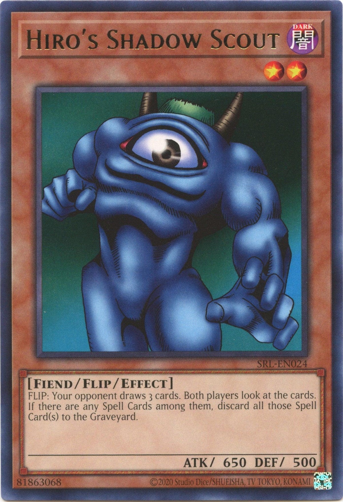 Dark, Fiend, Flip/Effect Monster, Rare, Spell Ruler (25th Anniversary Edition), Unlimited Hiro's Shadow Scout (25th Anniversary) [SRL-EN024] Rare - Trading Card World