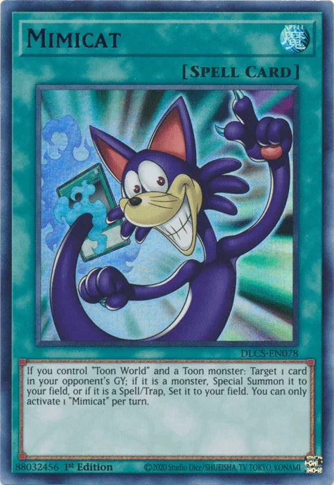 1st Edition, Dragons of Legend: The Complete Series, Normal Spell, Spell, Ultra Rare Mimicat (Blue) [DLCS-EN078] Ultra Rare - Trading Card World