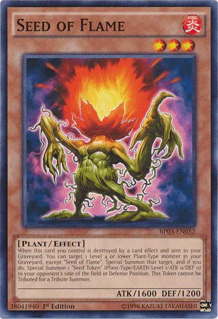 1st Edition, Battle Pack 3: Monster League, Common, Effect Monster, Fire, Plant Seed of Flame [BP03-EN052] Common - Trading Card World