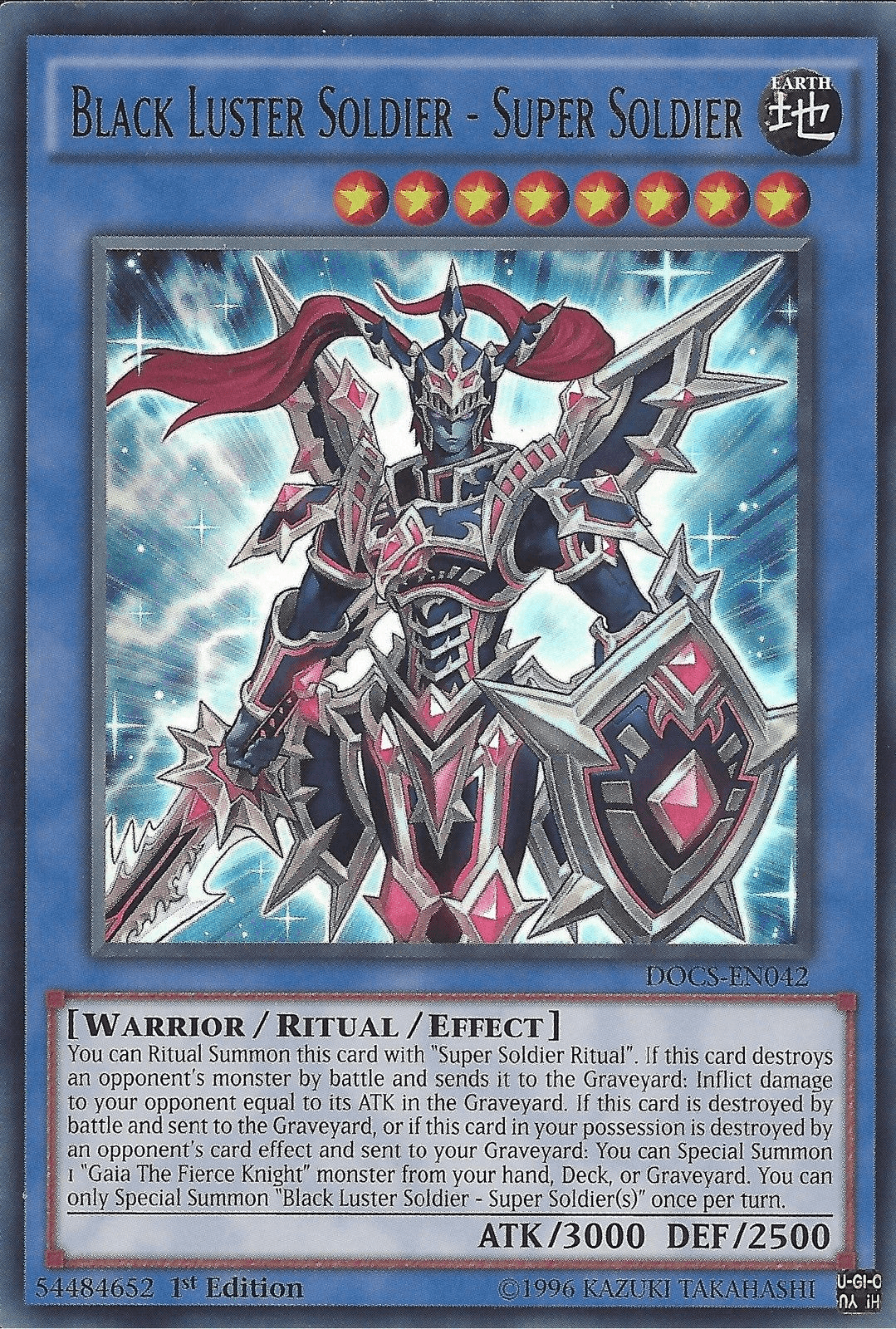 1st Edition, Dimension of Chaos, Earth, Ritual/Effect Monster, Ultra Rare, Unlimited, Warrior Black Luster Soldier - Super Soldier [DOCS-EN042] Ultra Rare - Trading Card World