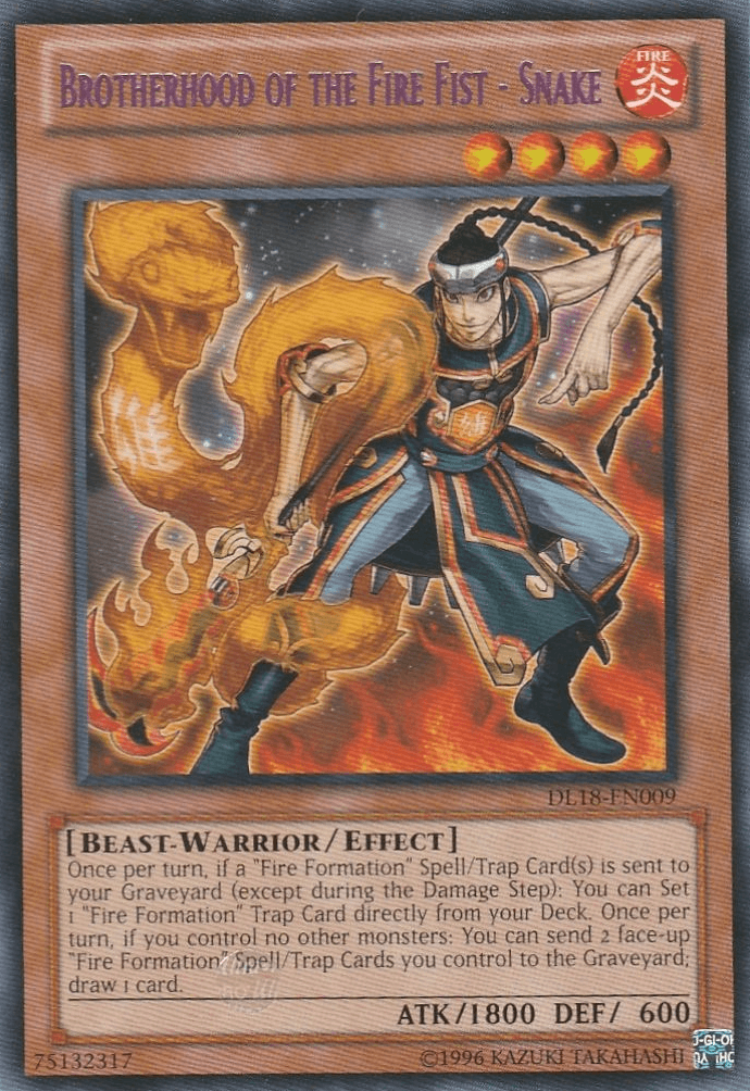 Beast-Warrior, Duelist League Promo, Effect Monster, Fire, Rare, Unlimited Brotherhood of the Fire Fist - Snake (Purple) [DL18-EN009] Rare - Trading Card World