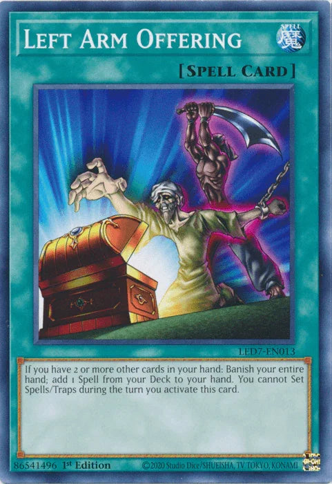 1st Edition, Common, Legendary Duelists: Rage of Ra, Normal Spell, Spell, Unlimited Left Arm Offering [LED7-EN013] Common - Trading Card World