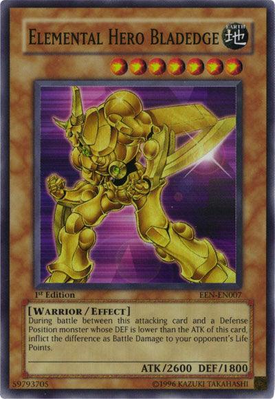 1st Edition, Earth, Effect Monster, Elemental Energy, Super Rare, Unlimited, Warrior Elemental Hero Bladedge [EEN-EN007] Super Rare - Trading Card World