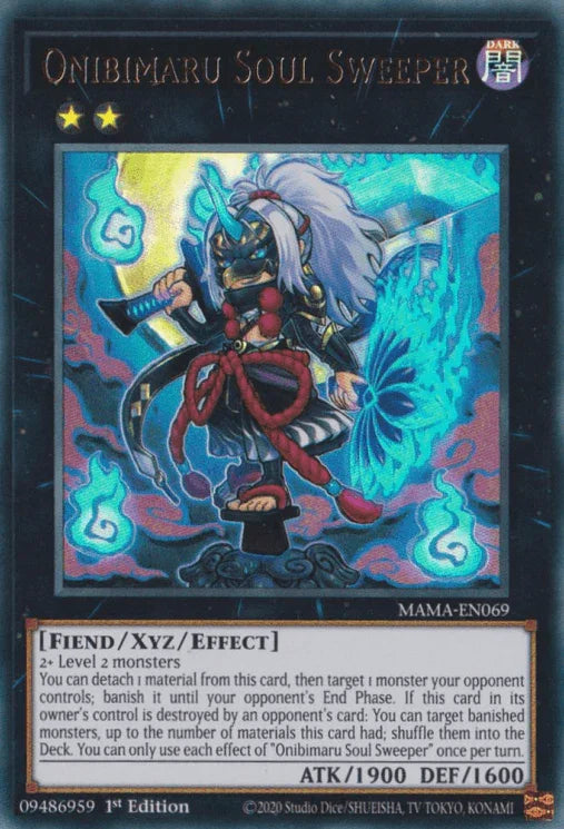 1st Edition, Dark, Fiend, Magnificent Mavens, Ultra Rare, Xyz/Effect Monster Onibimaru Soul Sweeper [MAMA-EN069] Ultra Rare - Trading Card World