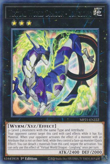 1st Edition, 2021 Tin of Ancient Battles, Earth, Effect Xyz Monster, Rare, Wyrm Virtual World Dragon - Longlong [MP21-EN222] Rare - Trading Card World