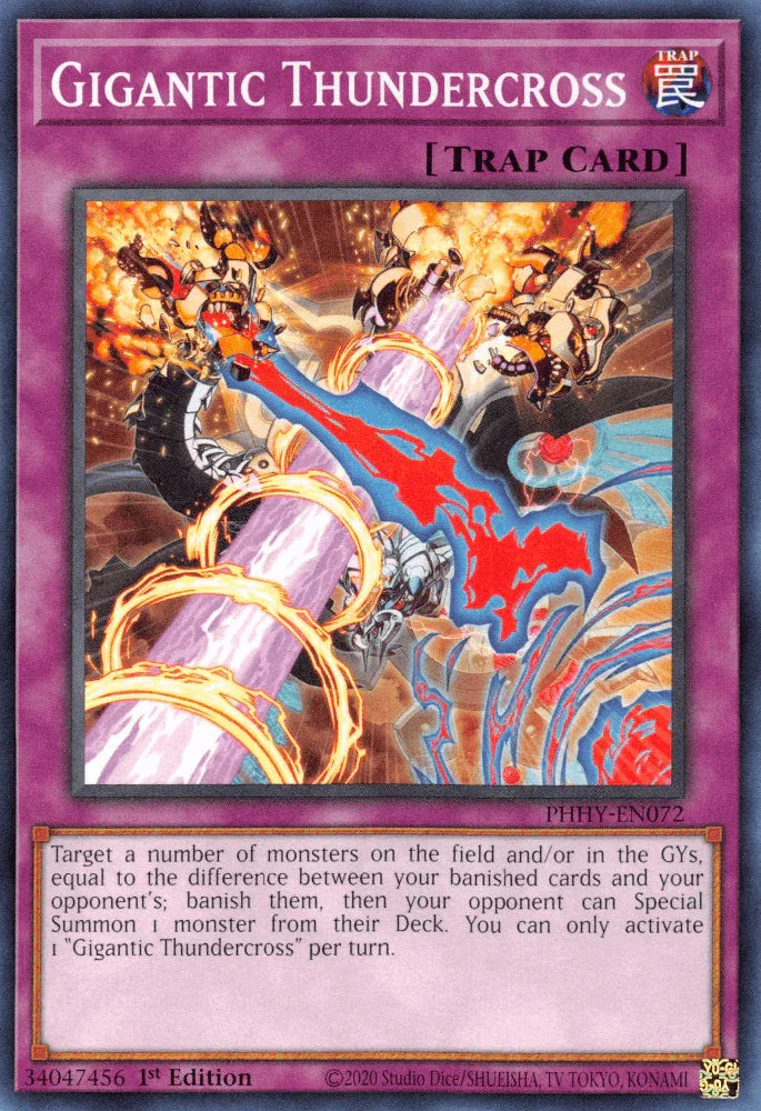 1st Edition, Common, Normal Trap, Photon Hypernova, Trap Gigantic Thundercross [PHHY-EN072] Common - Trading Card World