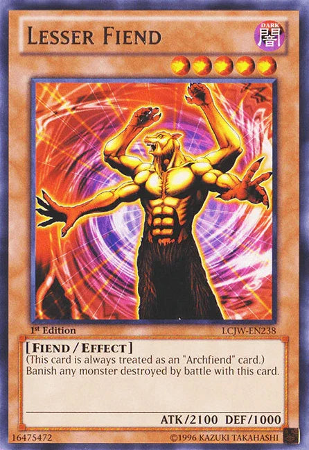 1st Edition, Dark, Effect Monster, Fiend, Legendary Collection 4: Joey's World, Rare Lesser Fiend [LCJW-EN238] Rare - Trading Card World