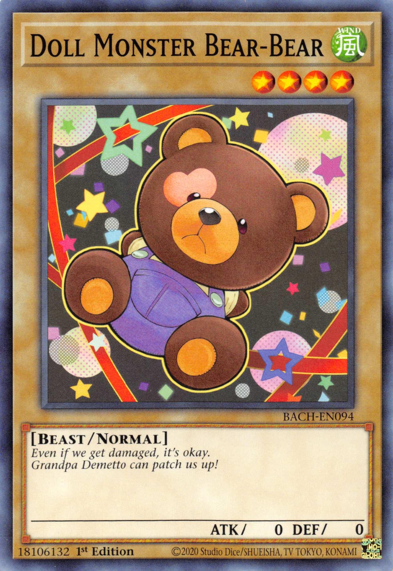 1st Edition, Battle of Chaos, Beast, Common, Normal Monster, Wind Doll Monster Bear-Bear [BACH-EN094] Common - Trading Card World